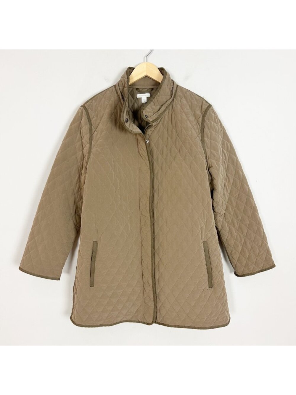 Garnet Hill Brown Quilted Car Coat Jacket Mid Weight Size 18 Women's